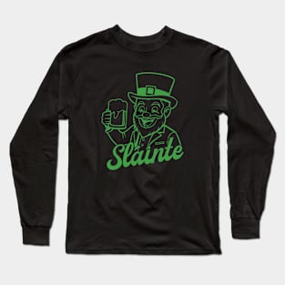 Sláinte - leprechaun - green outline Long Sleeve T-Shirt